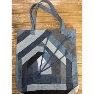 Vintage Y2K Bag Handmade Patchwork Denim Blue Upcycled Boho Cottage core Chic